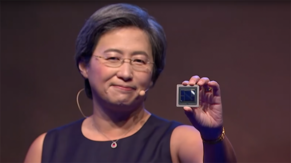 AMD CEO Lisa Su with 7nm Vega GPU