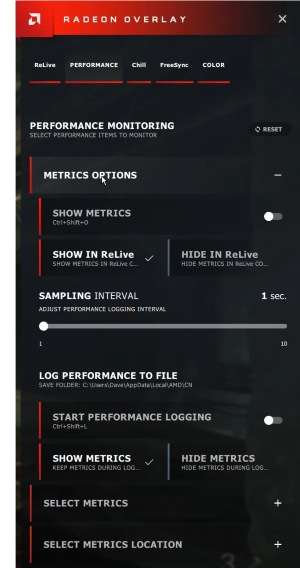 AMD Radeon Adrenalin PC Performance Metrics