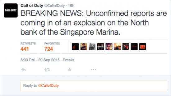 Call Of Duty terrorist attack tweet