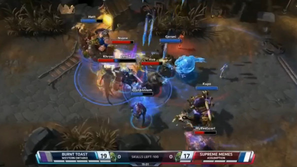 A still from the Heroes of the Dorm stream.