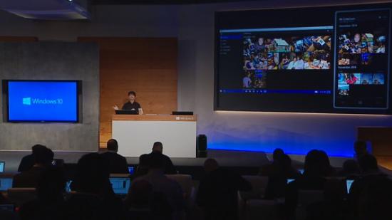 A screen capture from the Microsoft Windows 10 press conference stream.
