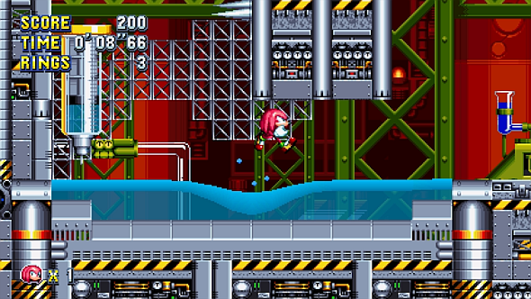 Knuckles in the revamped Chemical Plant, from Sonic 2