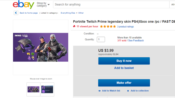 Twitch Prime Bots Are Harvesting Fortnite Skins To Sell On Ebay Pcgamesn
