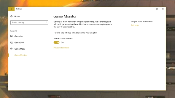 Windows 10 Game Monitor