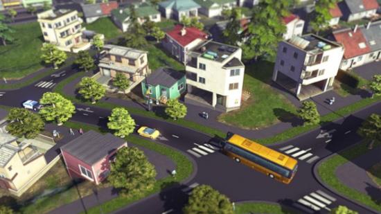 In Cities: Skylines, the player is situated in the sky - so you are more likely to see train lines.