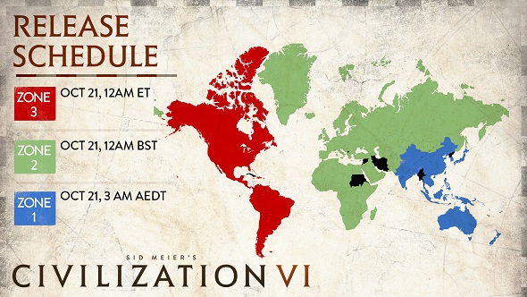 Here's when Civilization VI unlocks in each region