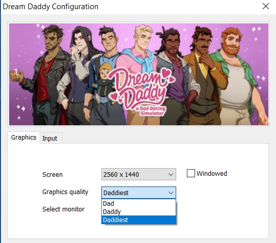 Dream Daddy: A Dad Dating Simulator graphics settings