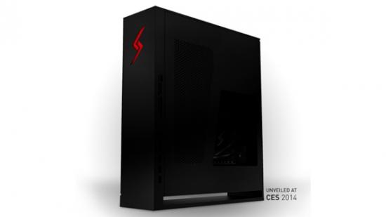 A black tower-case PC with red LED lights stands like an intimidating obelisk, hinting at the awesome power contained inside.
