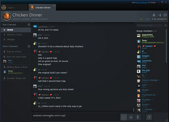 Steam group chats beta
